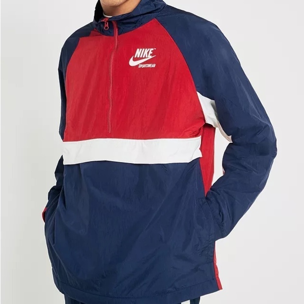 Nike Men’s Archive Half Zip Anorak / Track Jacket Red/Navy/White Size Large - Picture 4 of 16